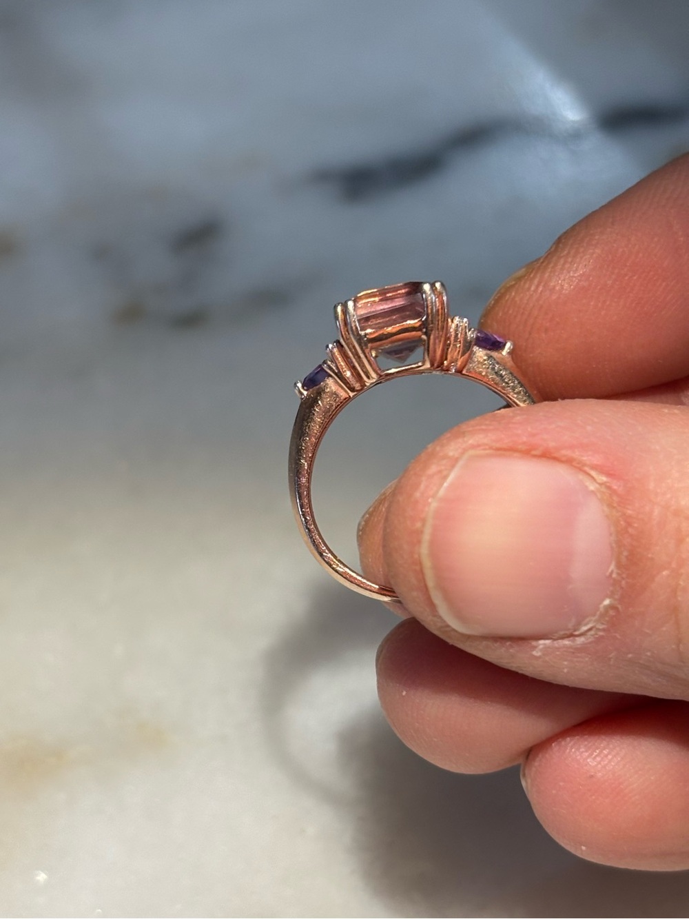 Vintage Ametrine & Multi Gemstone Ring Vermeil Rose Gold Over Sterling Silver - Picture 11 of 11